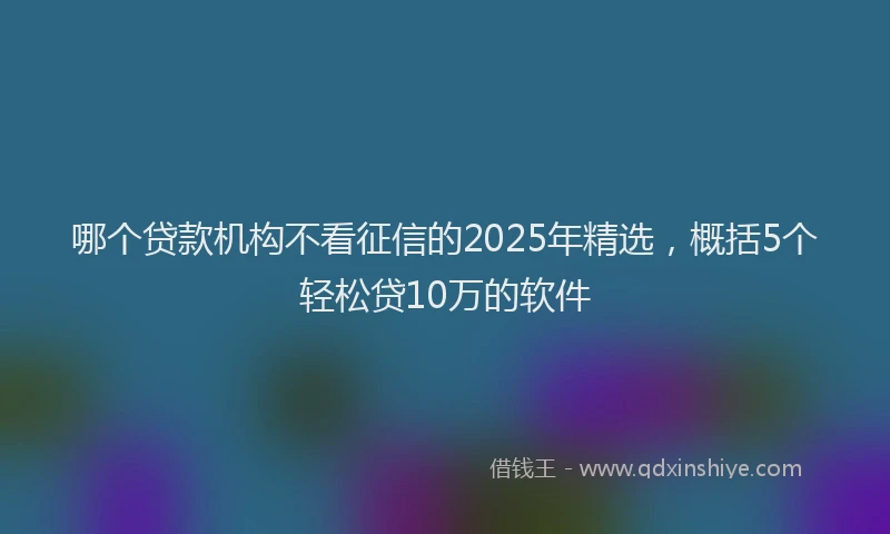 哪个贷款机构不看征信的2025年精选，概括5个轻松贷10万的软件