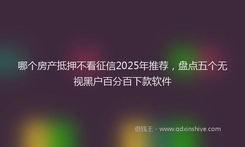 哪个房产抵押不看征信2025年推荐，盘点五个无视黑户百分百下款软件