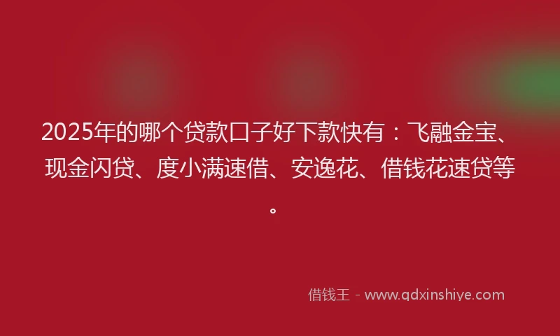 2025年的哪个贷款口子好下款快有：飞融金宝、现金闪贷、度小满速借、安逸花、借钱花速贷等。