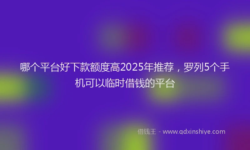哪个平台好下款额度高2025年推荐，罗列5个手机可以临时借钱的平台