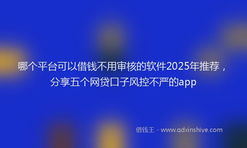 哪个平台可以借钱不用审核的软件2025年推荐，分享五个网贷口子风控不严的app