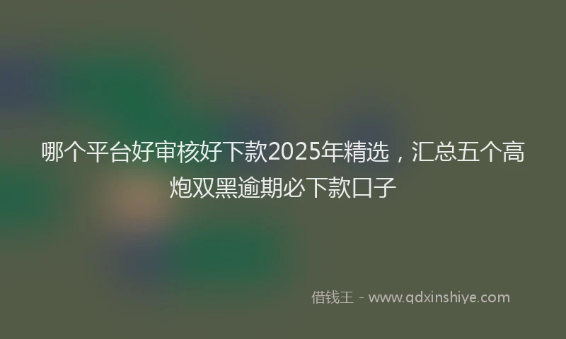 哪个平台好审核好下款2025年精选，汇总五个高炮双黑逾期必下款口子