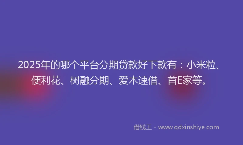 2025年的哪个平台分期贷款好下款有：小米粒、便利花、树融分期、爱木速借、首E家等。
