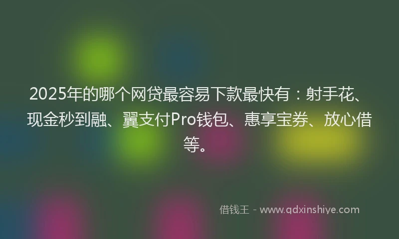 2025年的哪个网贷最容易下款最快有：射手花、现金秒到融、翼支付Pro钱包、惠享宝券、放心借等。