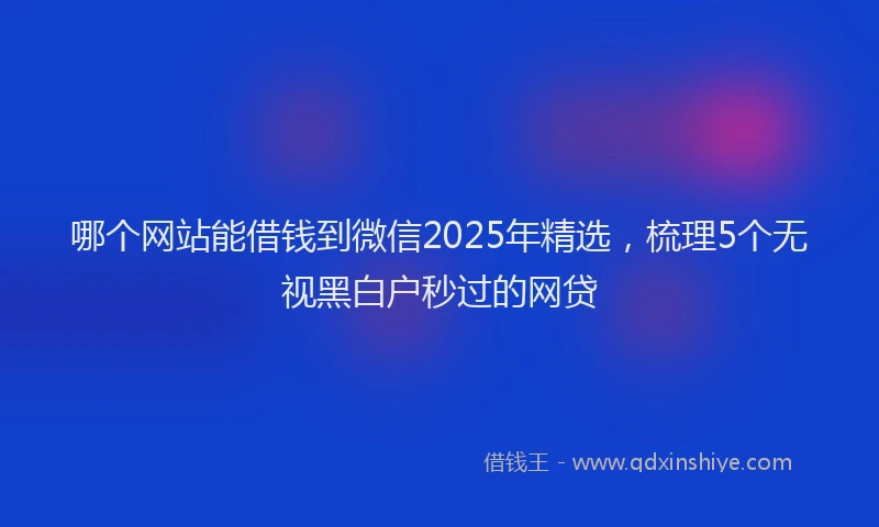 哪个网站能借钱到微信2025年精选，梳理5个无视黑白户秒过的网贷