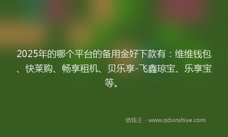 2025年的哪个平台的备用金好下款有：维维钱包、快莱购、畅享租机、贝乐享-飞鑫琼宝、乐享宝等。