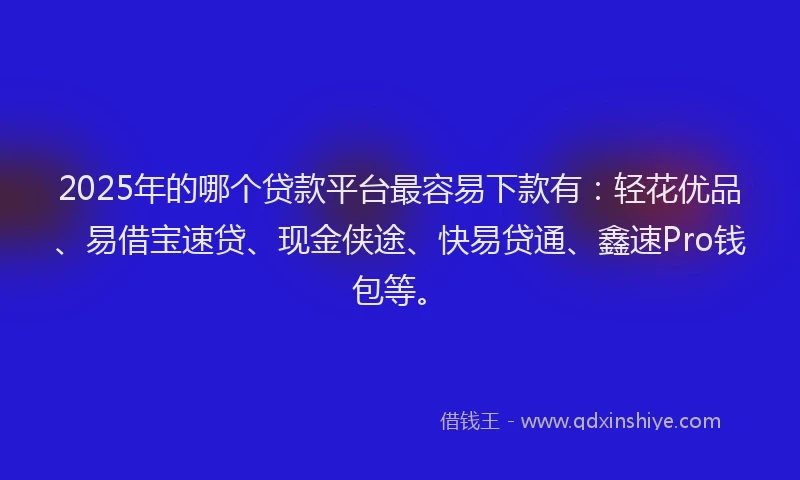 2025年的哪个贷款平台最容易下款有：轻花优品、易借宝速贷、现金侠途、快易贷通、鑫速Pro钱包等。
