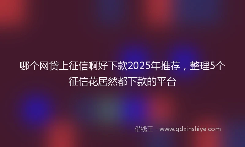 哪个网贷上征信啊好下款2025年推荐，整理5个征信花居然都下款的平台
