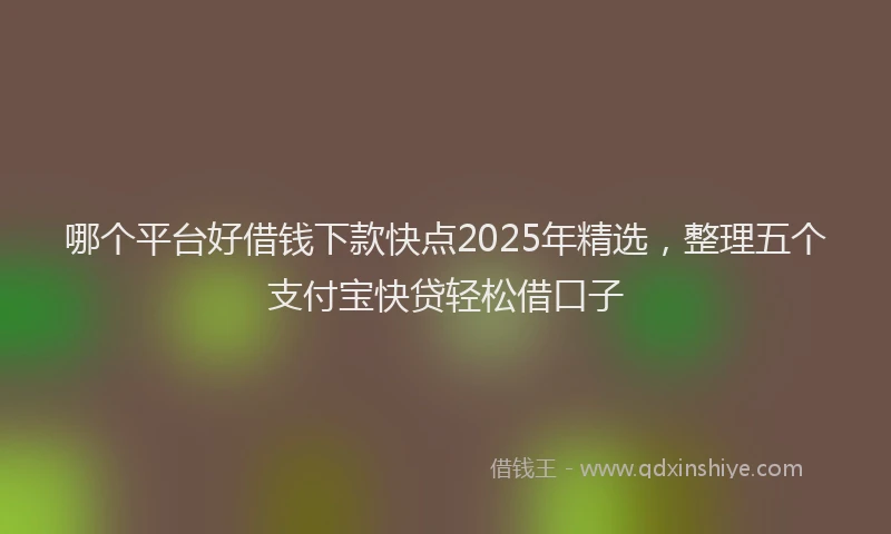 哪个平台好借钱下款快点2025年精选，整理五个支付宝快贷轻松借口子