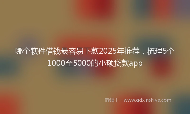 哪个软件借钱最容易下款2025年推荐，梳理5个1000至5000的小额贷款app