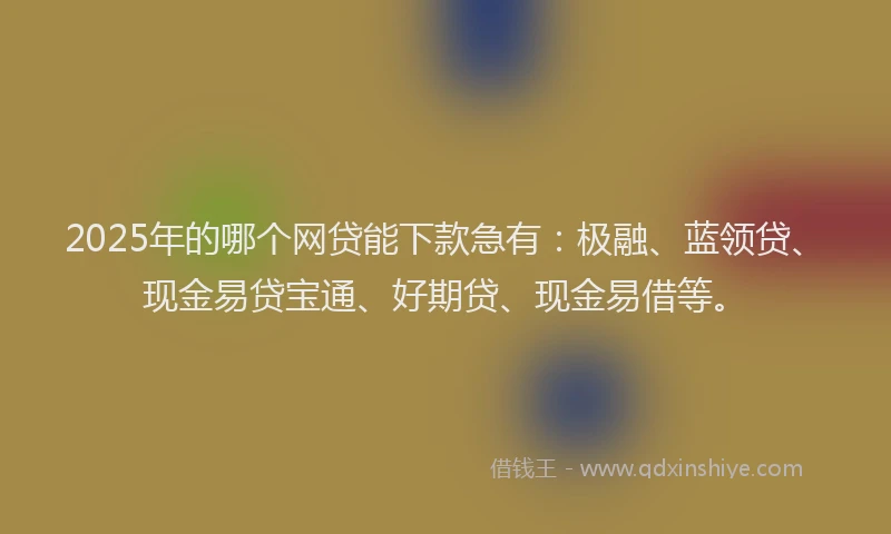 2025年的哪个网贷能下款急有：极融、蓝领贷、现金易贷宝通、好期贷、现金易借等。