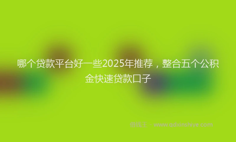 哪个贷款平台好一些2025年推荐，整合五个公积金快速贷款口子