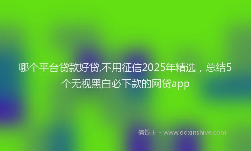 哪个平台贷款好贷,不用征信2025年精选，总结5个无视黑白必下款的网贷app