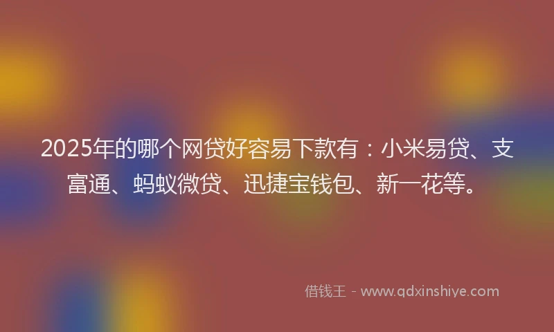 2025年的哪个网贷好容易下款有：小米易贷、支富通、蚂蚁微贷、迅捷宝钱包、新一花等。
