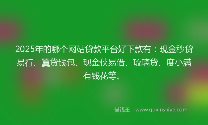 2025年的哪个网站贷款平台好下款有：现金秒贷易行、翼贷钱包、现金侠易借、琉璃贷、度小满有钱花等。