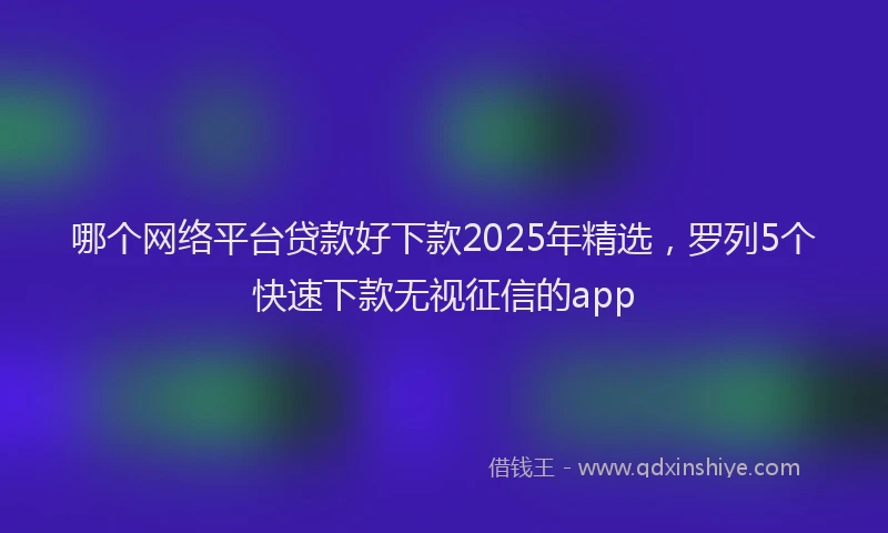 哪个网络平台贷款好下款2025年精选，罗列5个快速下款无视征信的app