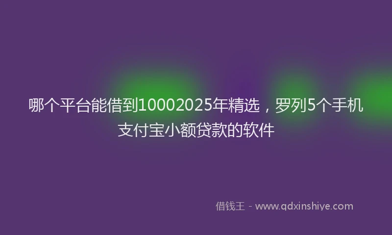 哪个平台能借到10002025年精选，罗列5个手机支付宝小额贷款的软件