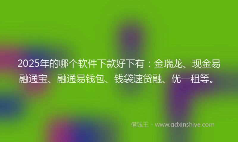 2025年的哪个软件下款好下有：金瑞龙、现金易融通宝、融通易钱包、钱袋速贷融、优一租等。