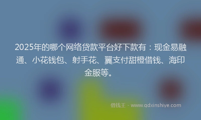 2025年的哪个网络贷款平台好下款有：现金易融通、小花钱包、射手花、翼支付甜橙借钱、海印金服等。