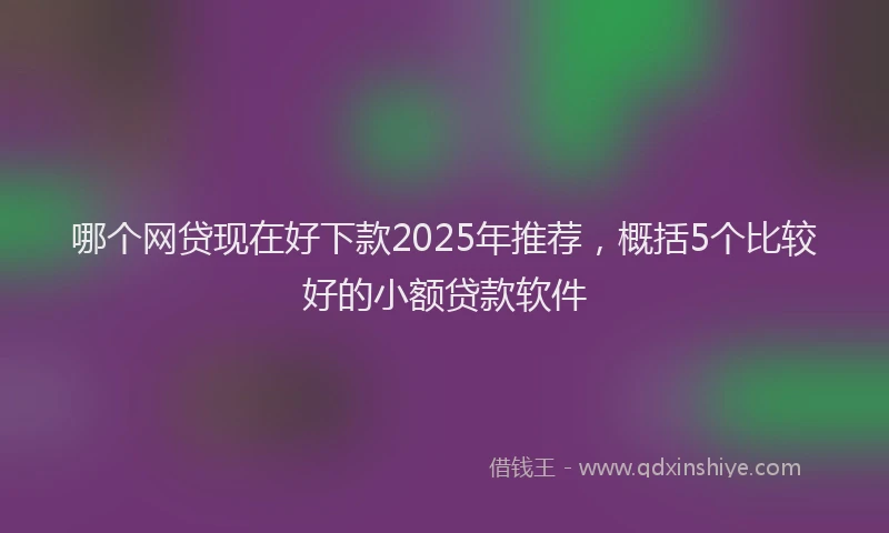 哪个网贷现在好下款2025年推荐，概括5个比较好的小额贷款软件