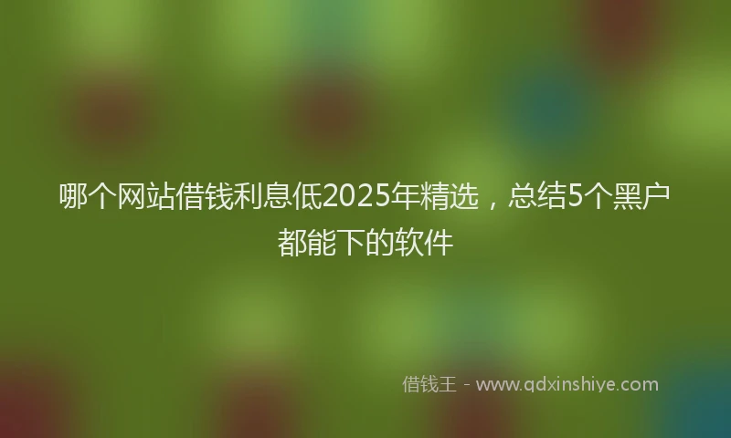 哪个网站借钱利息低2025年精选，总结5个黑户都能下的软件