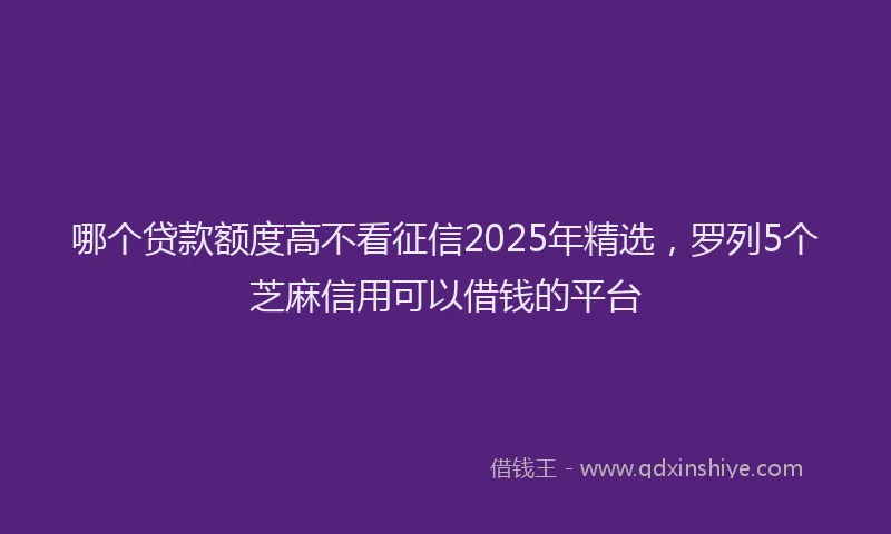 哪个贷款额度高不看征信2025年精选，罗列5个芝麻信用可以借钱的平台