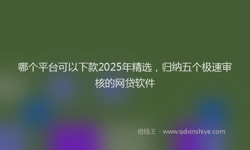 哪个平台可以下款2025年精选，归纳五个极速审核的网贷软件