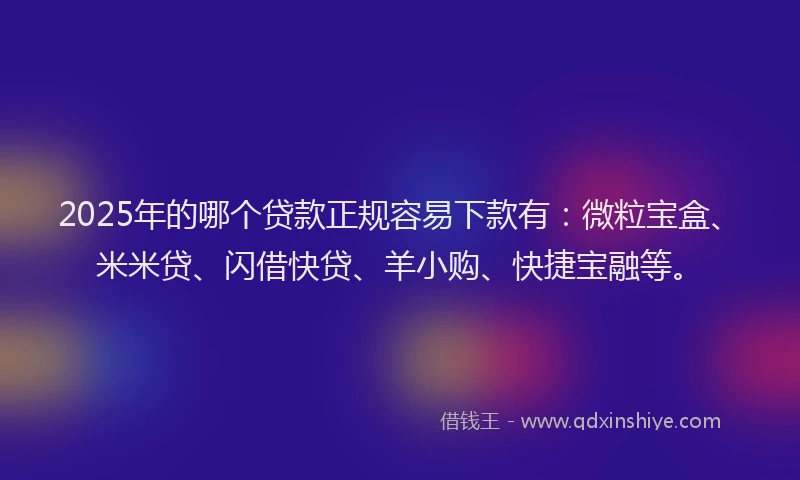 2025年的哪个贷款正规容易下款有：微粒宝盒、米米贷、闪借快贷、羊小购、快捷宝融等。