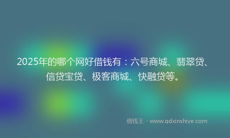 2025年的哪个网好借钱有：六号商城、翡翠贷、信贷宝贷、极客商城、快融贷等。