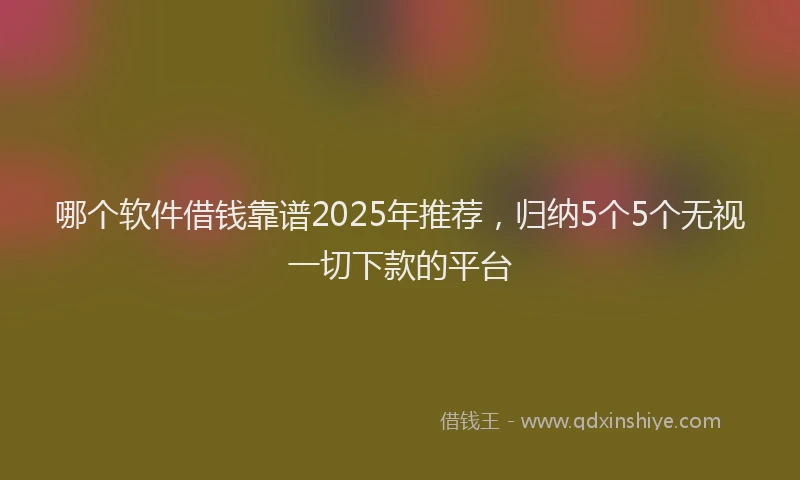 哪个软件借钱靠谱2025年推荐，归纳5个5个无视一切下款的平台