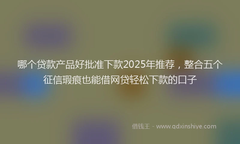哪个贷款产品好批准下款2025年推荐，整合五个征信瑕疵也能借网贷轻松下款的口子