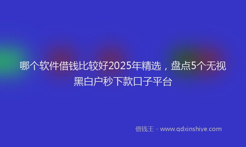 哪个软件借钱比较好2025年精选，盘点5个无视黑白户秒下款口子平台