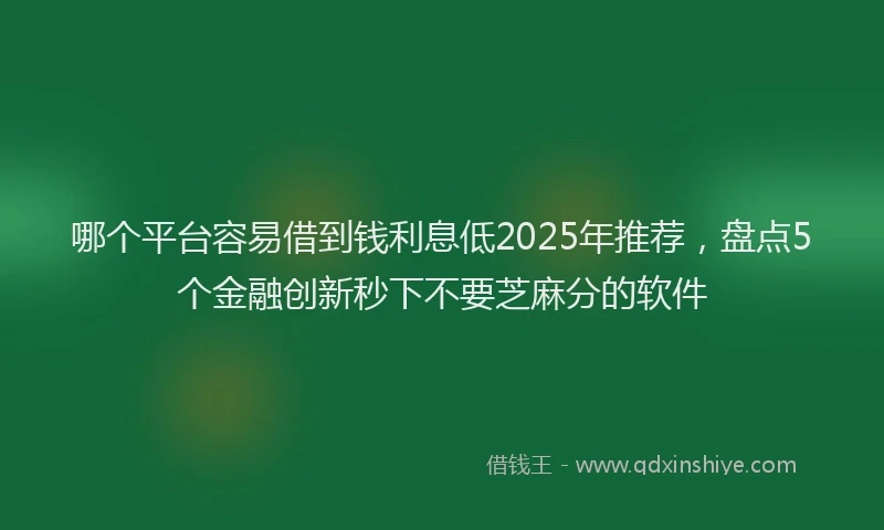 哪个平台容易借到钱利息低2025年推荐，盘点5个金融创新秒下不要芝麻分的软件
