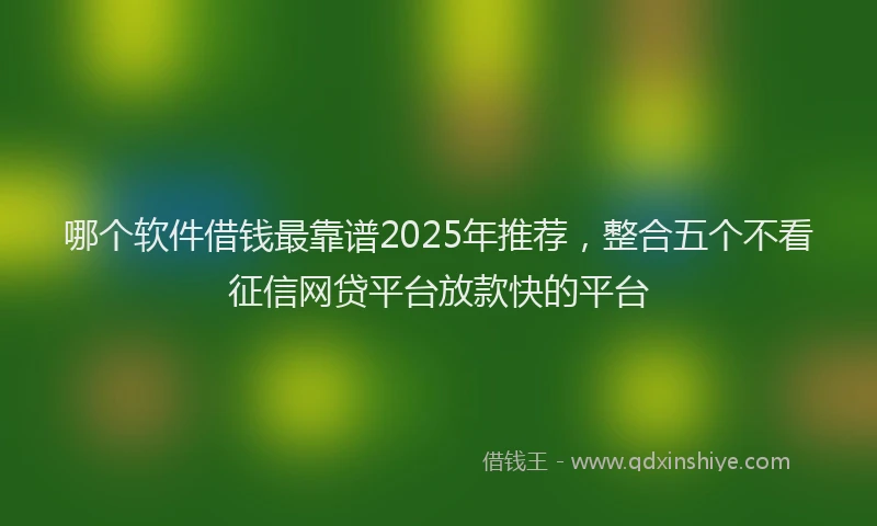 哪个软件借钱最靠谱2025年推荐，整合五个不看征信网贷平台放款快的平台