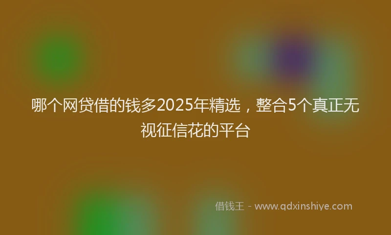 哪个网贷借的钱多2025年精选，整合5个真正无视征信花的平台