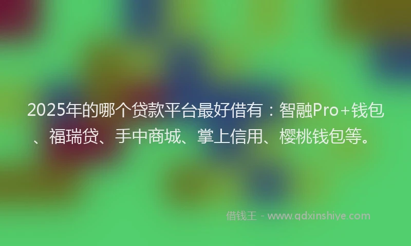 2025年的哪个贷款平台最好借有：智融Pro+钱包、福瑞贷、手中商城、掌上信用、樱桃钱包等。