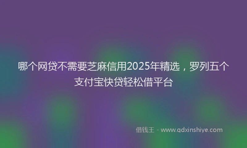哪个网贷不需要芝麻信用2025年精选，罗列五个支付宝快贷轻松借平台