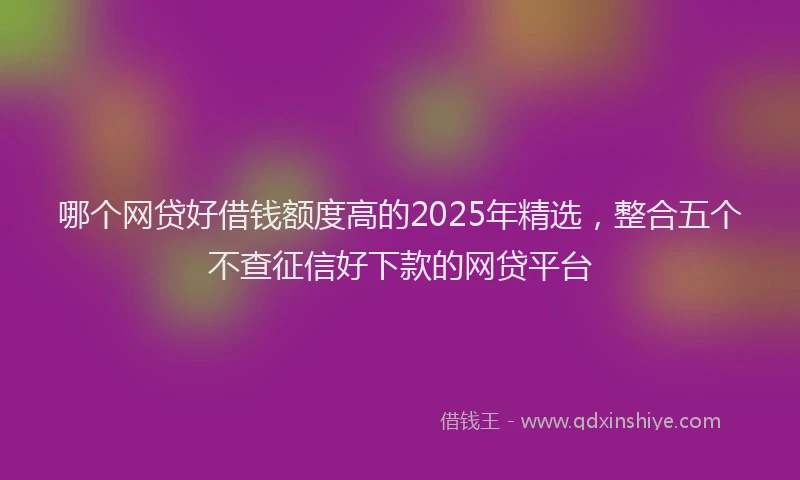 哪个网贷好借钱额度高的2025年精选，整合五个不查征信好下款的网贷平台