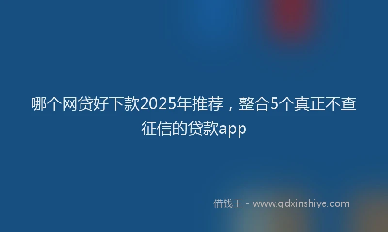 哪个网贷好下款2025年推荐，整合5个真正不查征信的贷款app