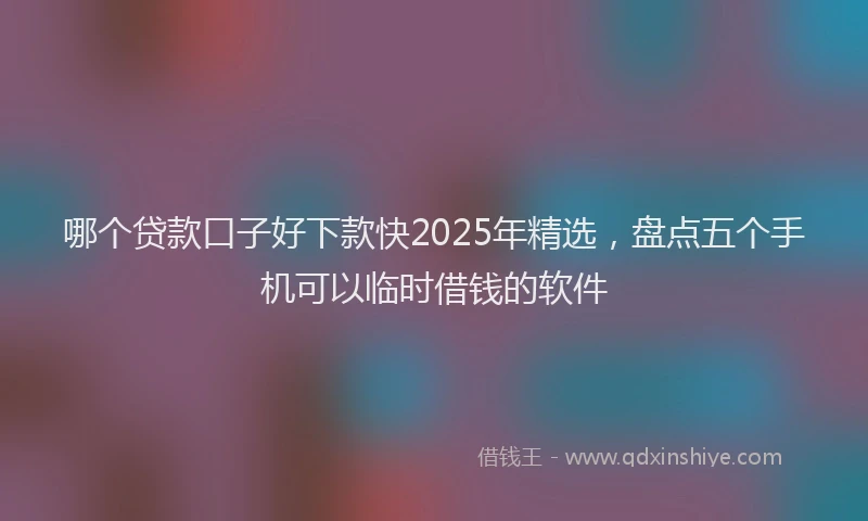 哪个贷款口子好下款快2025年精选，盘点五个手机可以临时借钱的软件