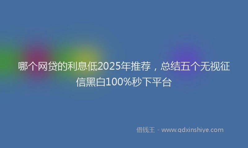 哪个网贷的利息低2025年推荐，总结五个无视征信黑白100%秒下平台
