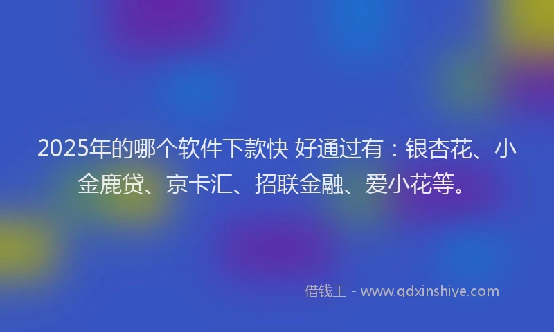 2025年的哪个软件下款快 好通过有：银杏花、小金鹿贷、京卡汇、招联金融、爱小花等。