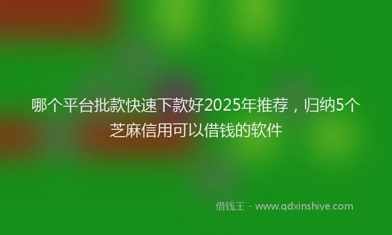 哪个平台批款快速下款好2025年推荐，归纳5个芝麻信用可以借钱的软件