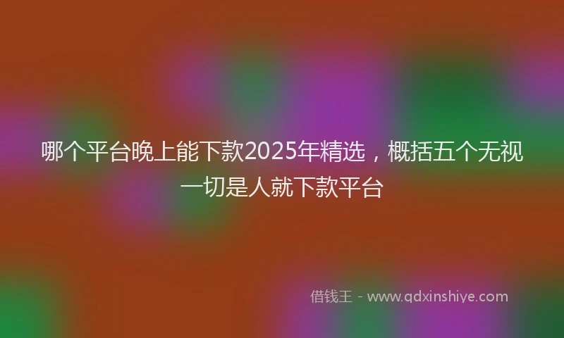 哪个平台晚上能下款2025年精选，概括五个无视一切是人就下款平台