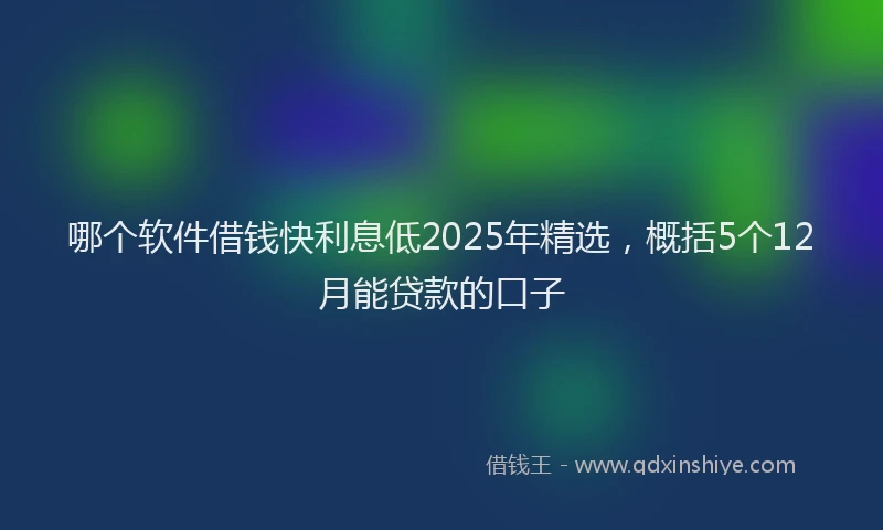 哪个软件借钱快利息低2025年精选，概括5个12月能贷款的口子
