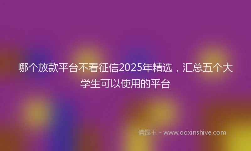哪个放款平台不看征信2025年精选，汇总五个大学生可以使用的平台