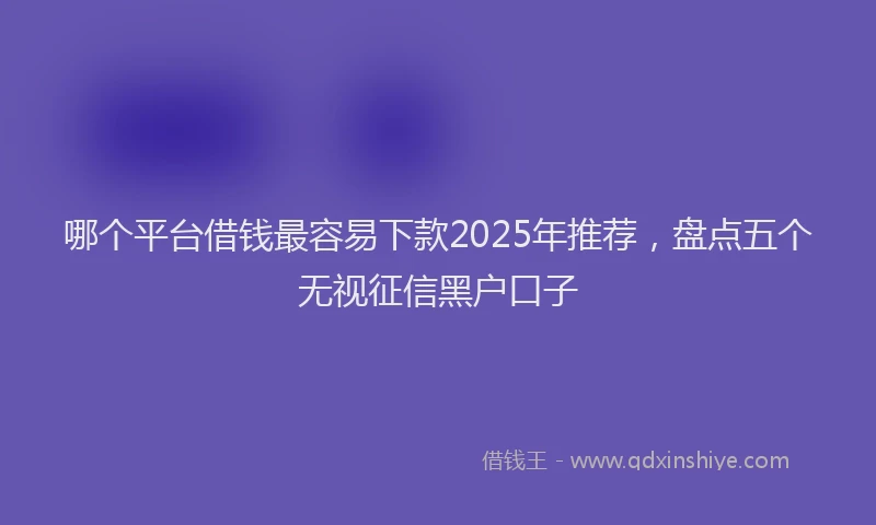 哪个平台借钱最容易下款2025年推荐，盘点五个无视征信黑户口子