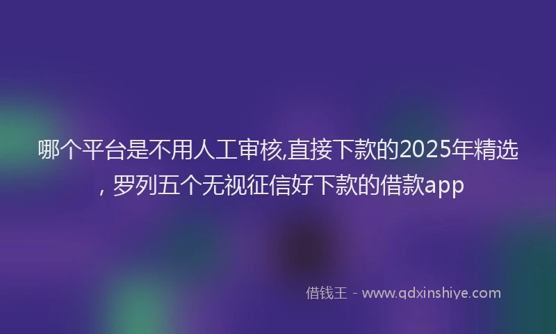 哪个平台是不用人工审核,直接下款的2025年精选，罗列五个无视征信好下款的借款app