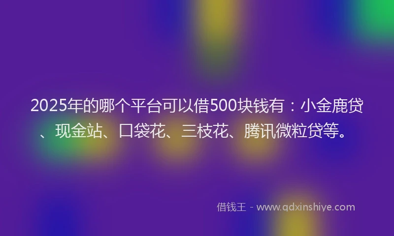 2025年的哪个平台可以借500块钱有：小金鹿贷、现金站、口袋花、三枝花、腾讯微粒贷等。