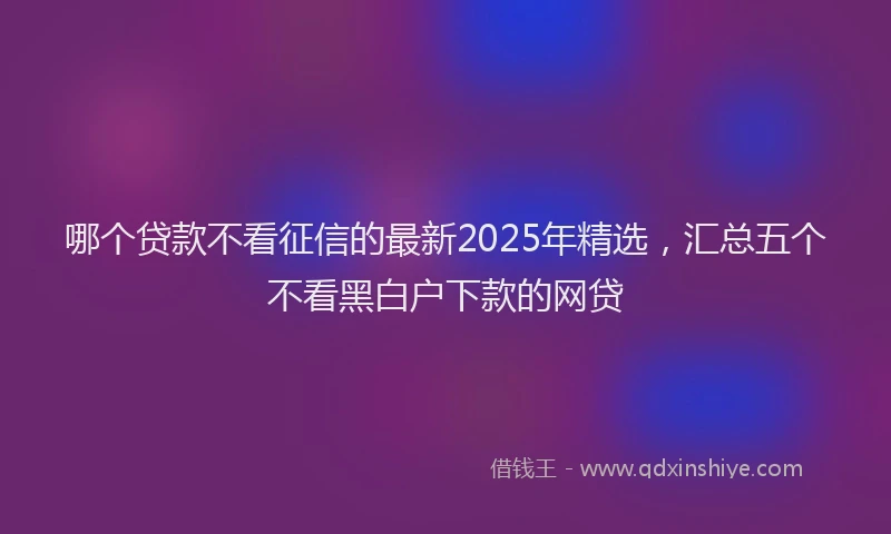 哪个贷款不看征信的最新2025年精选，汇总五个不看黑白户下款的网贷
